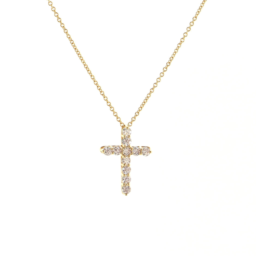 Cross Pendant Necklace 18K Yellow Gold with Diamonds Small