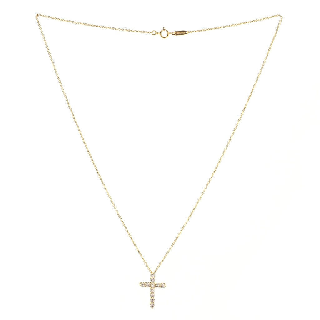 Cross Pendant Necklace 18K Yellow Gold with Diamonds Small
