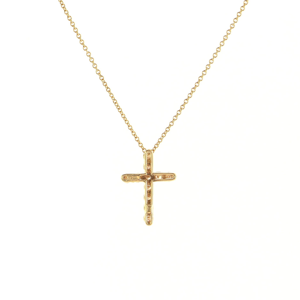 Cross Pendant Necklace 18K Yellow Gold with Diamonds Small