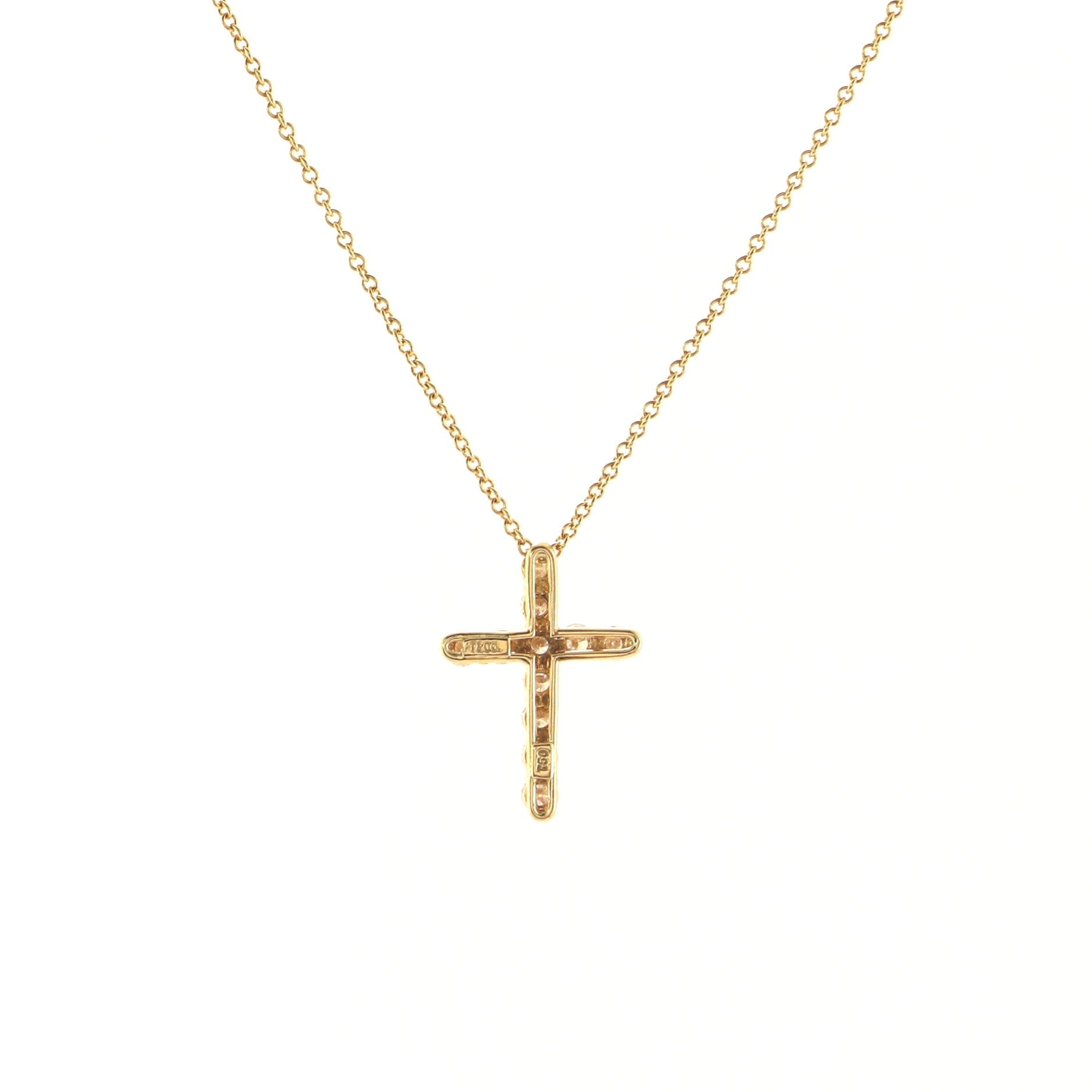 Cross Pendant Necklace 18K Yellow Gold with Diamonds Small