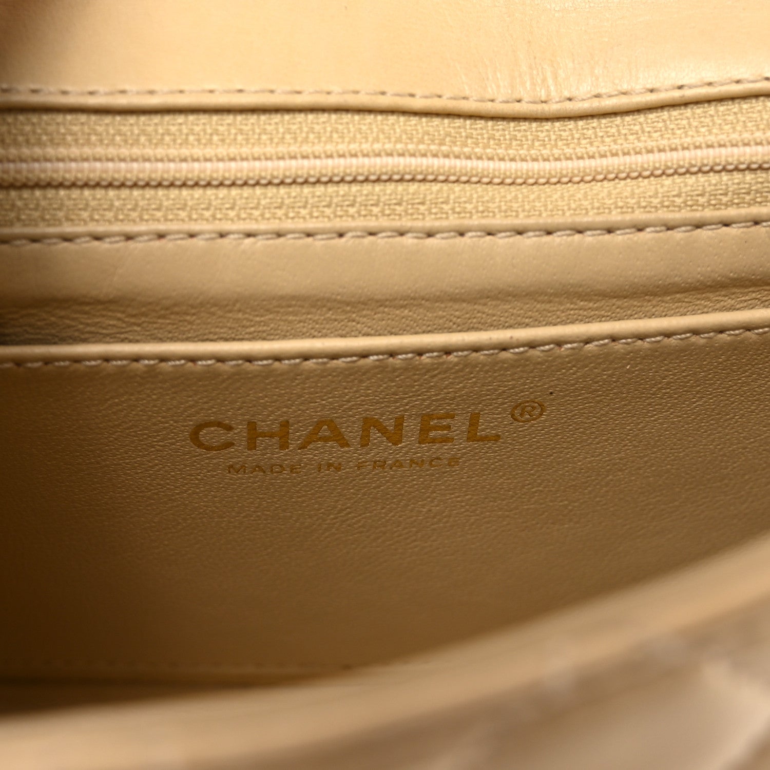 Lambskin Quilted Mini Square Flap Beige
