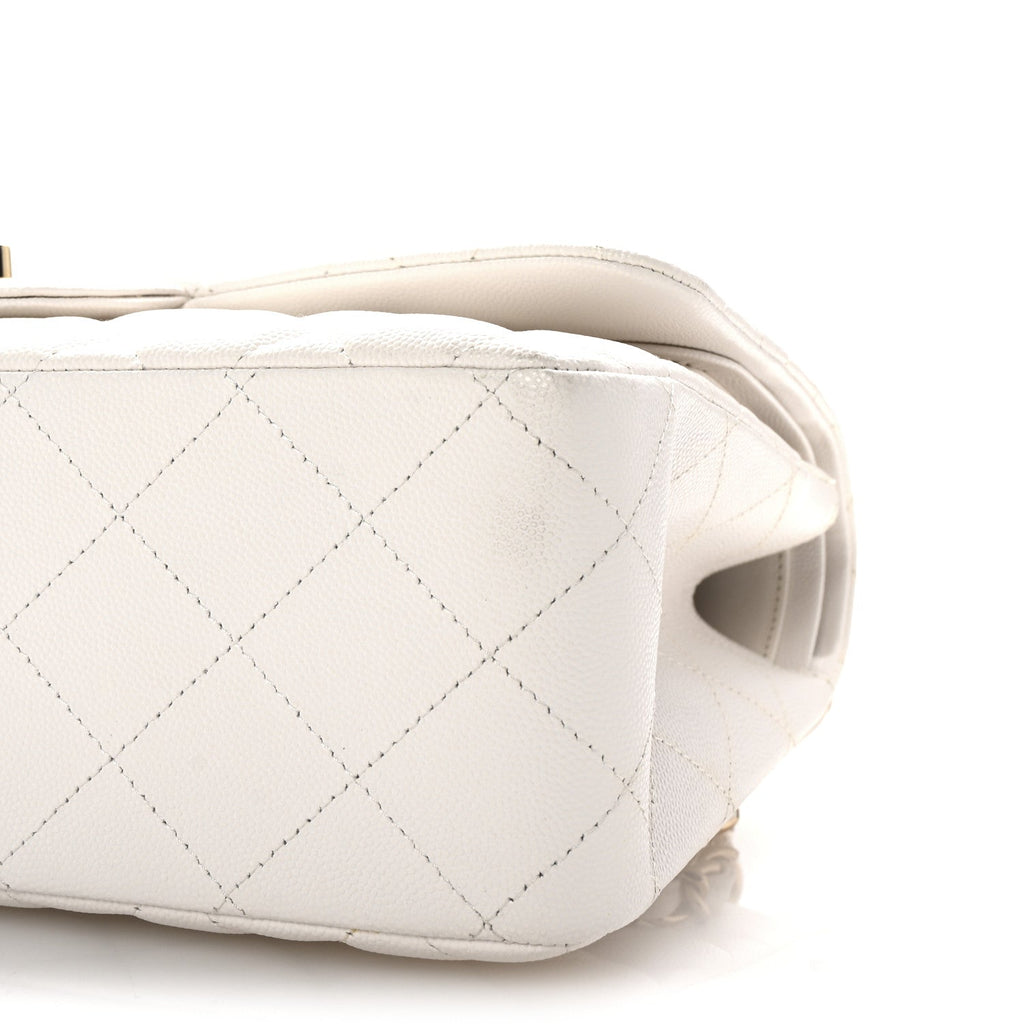 Caviar Quilted Jumbo Double Flap White