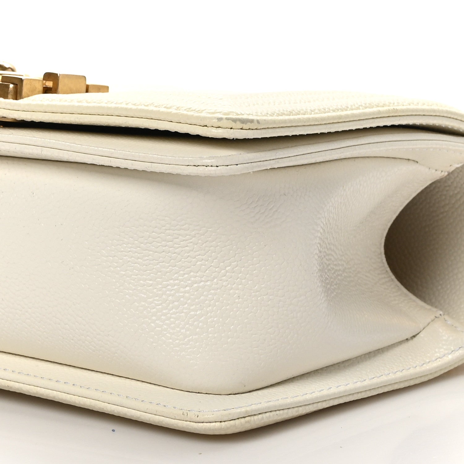 Caviar Quilted Small Boy Flap White