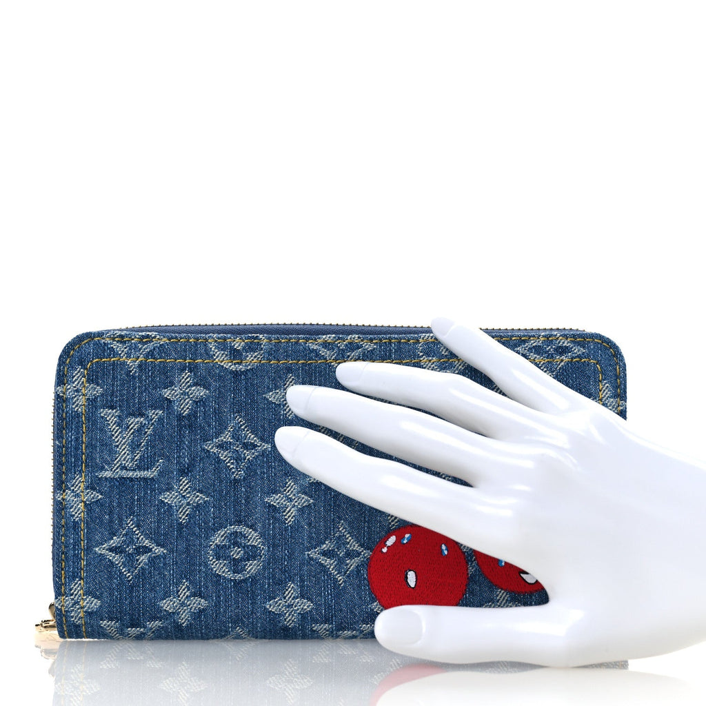 LV X TM Monogram Denim Cerises Zippy Wallet Blue