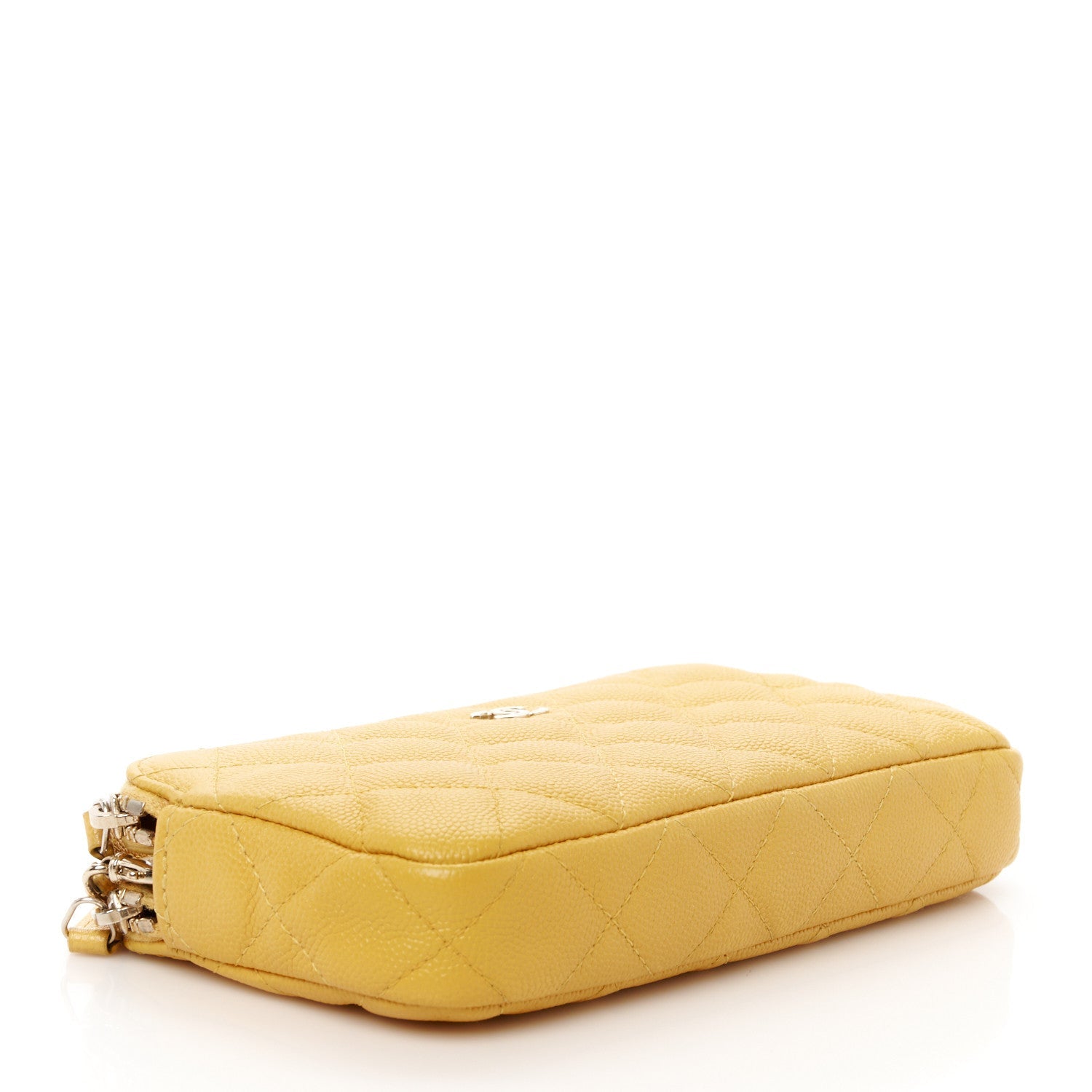 Caviar Quilted Small Clutch With Chain Yellow