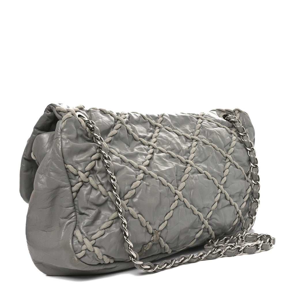 Calfskin Ultra Stitch Oversized Flap Grey