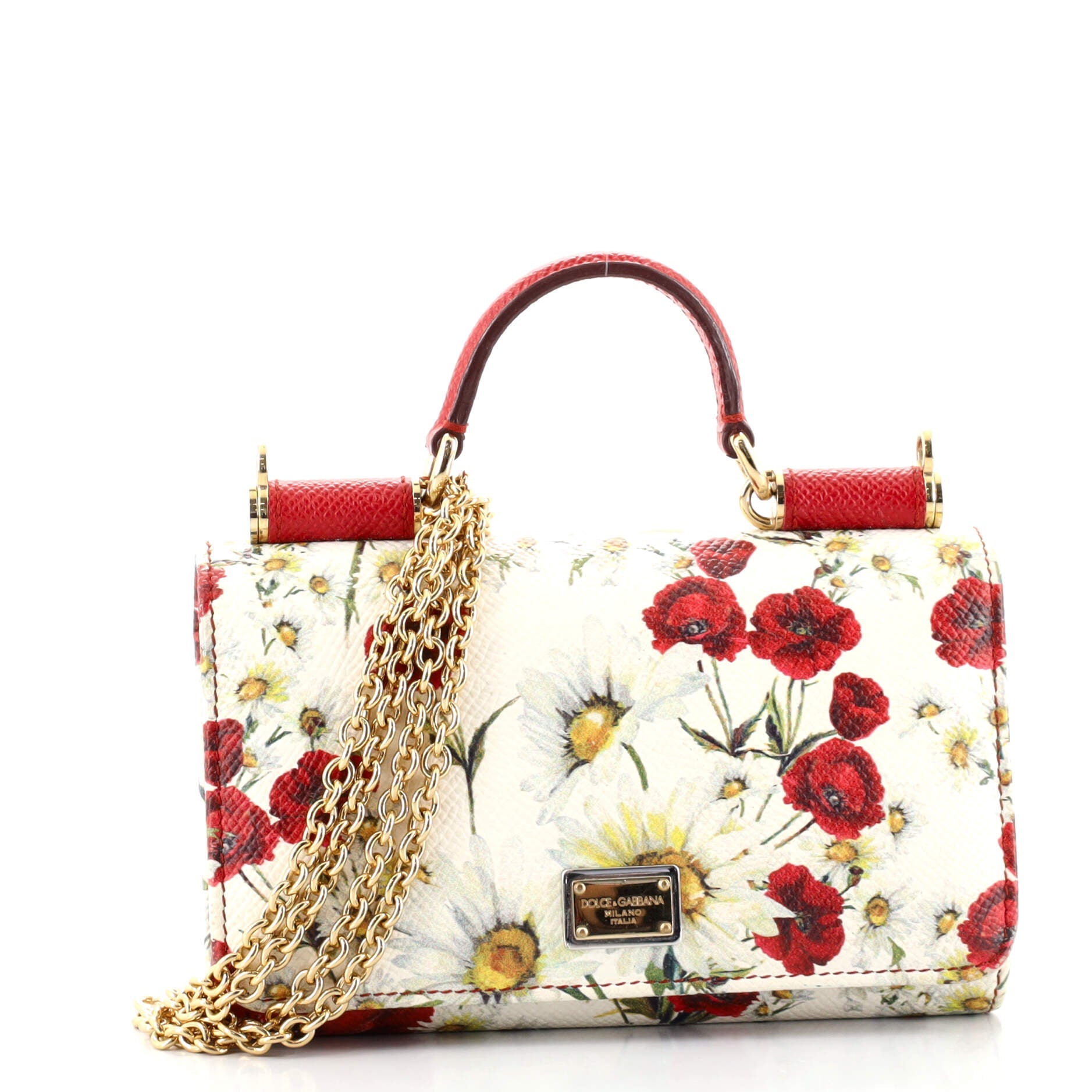 Sicily Wallet on Chain Printed Leather Mini