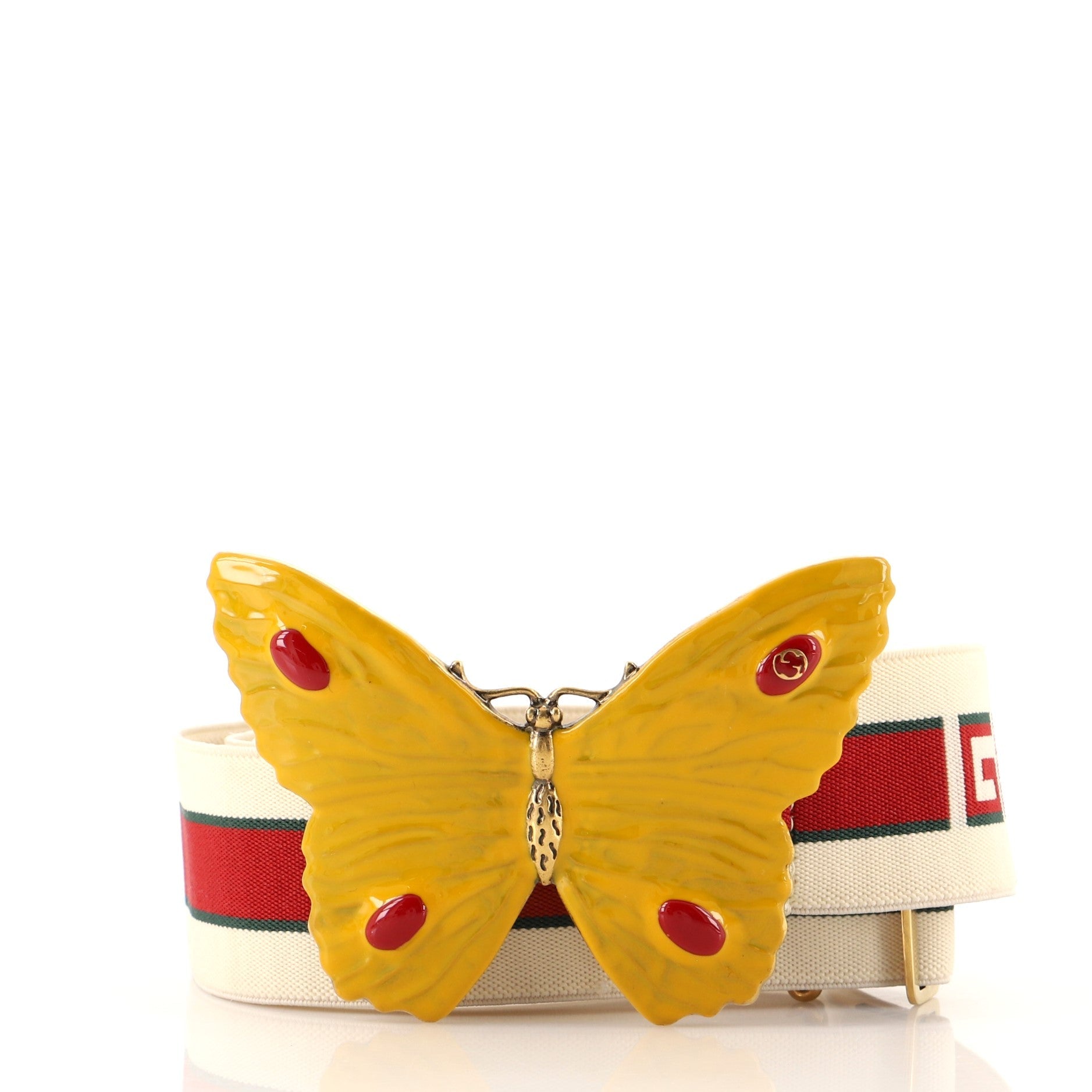 Butterfly Web Logo Belt Elastic with Metal and Crystals Wide 100