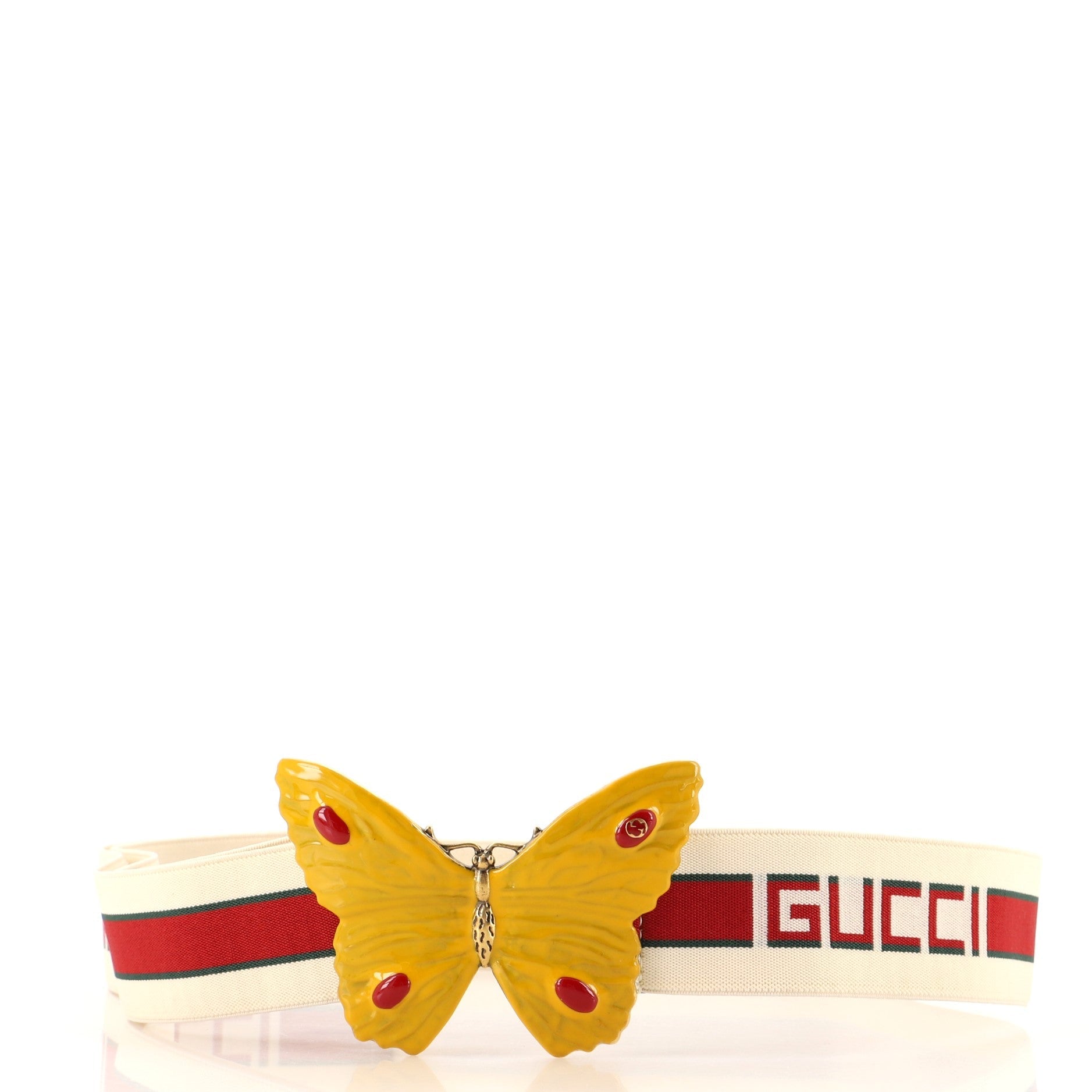 Butterfly Web Logo Belt Elastic with Metal and Crystals Wide 100