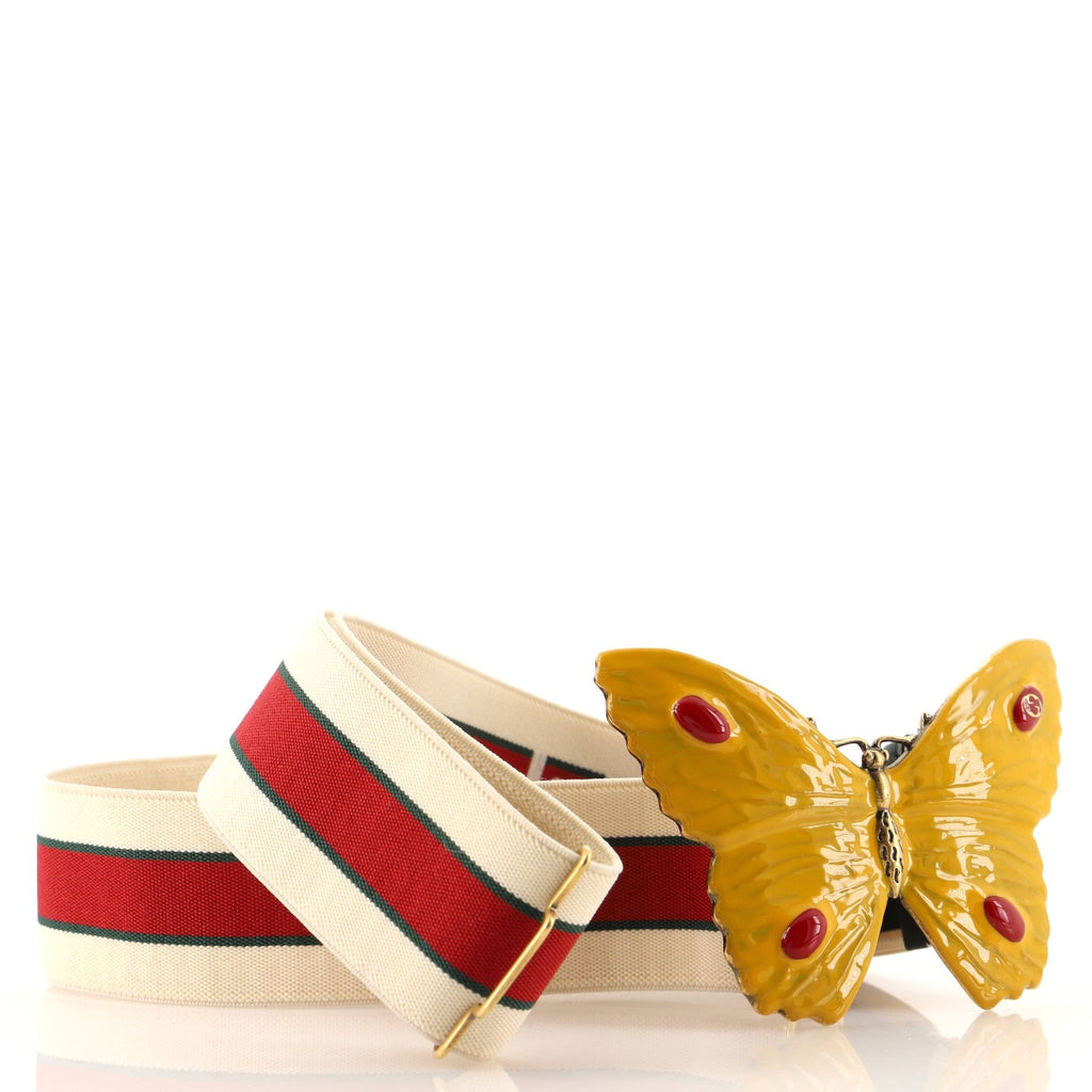 Butterfly Web Logo Belt Elastic with Metal and Crystals Wide 100