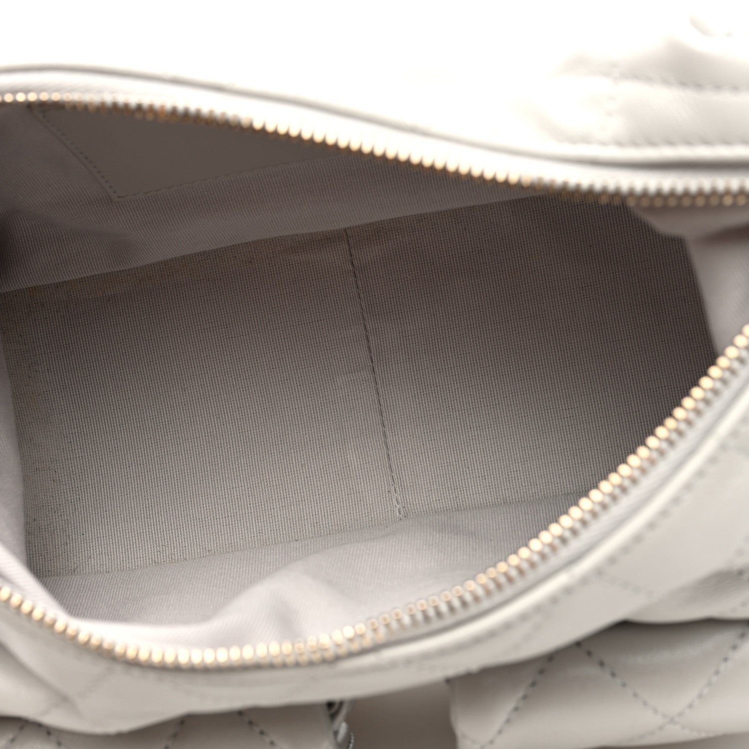 Shiny Lambskin Quilted Large Trendy Pockets Hobo Light Grey