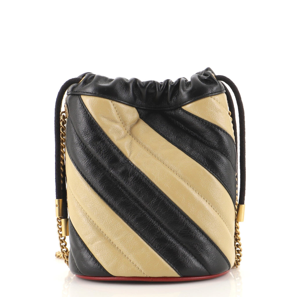 GG Marmont Bucket Bag Diagonal Quilted Leather Mini