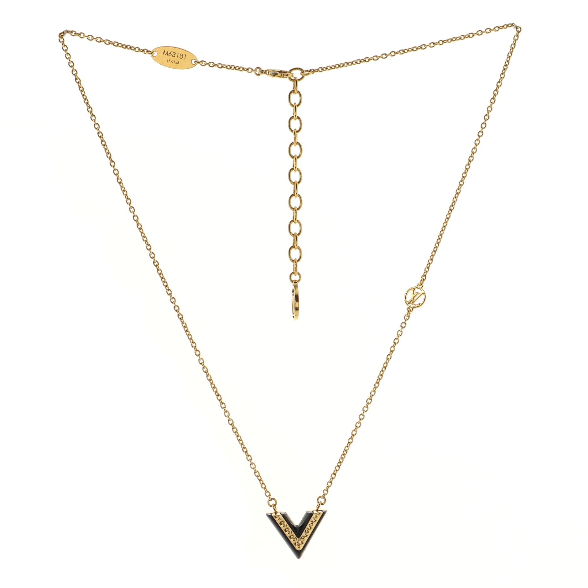 Essential V Necklace Studded Metal and Lacquer