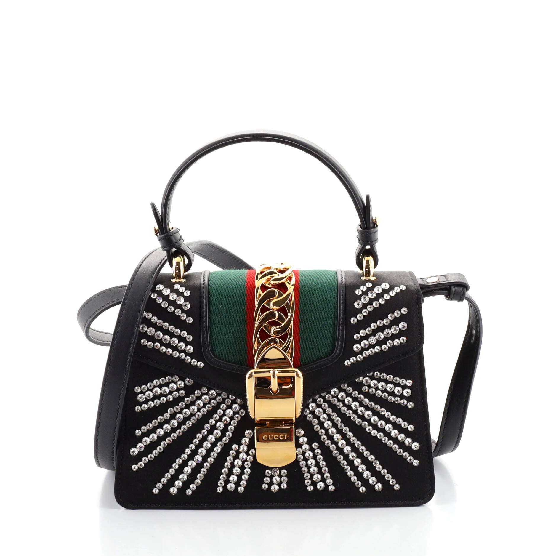 Sylvie Top Handle Bag Crystal Embellished Satin Mini