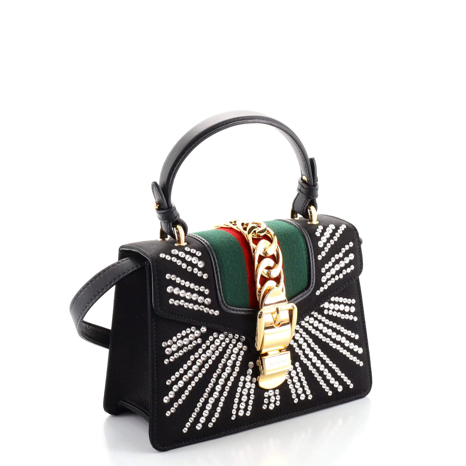 Sylvie Top Handle Bag Crystal Embellished Satin Mini