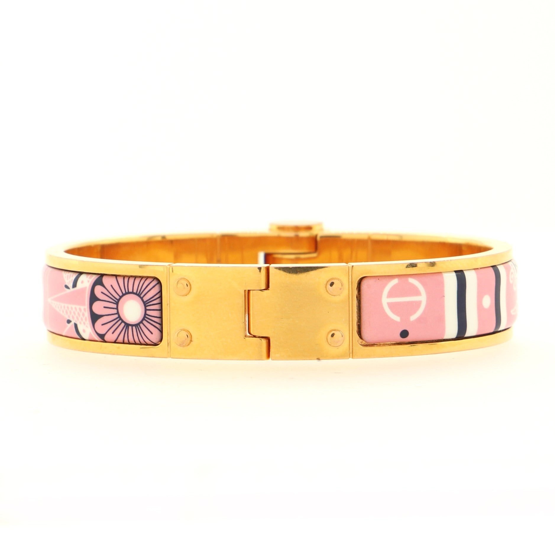 Hinged Bracelet Printed Enamel Thin