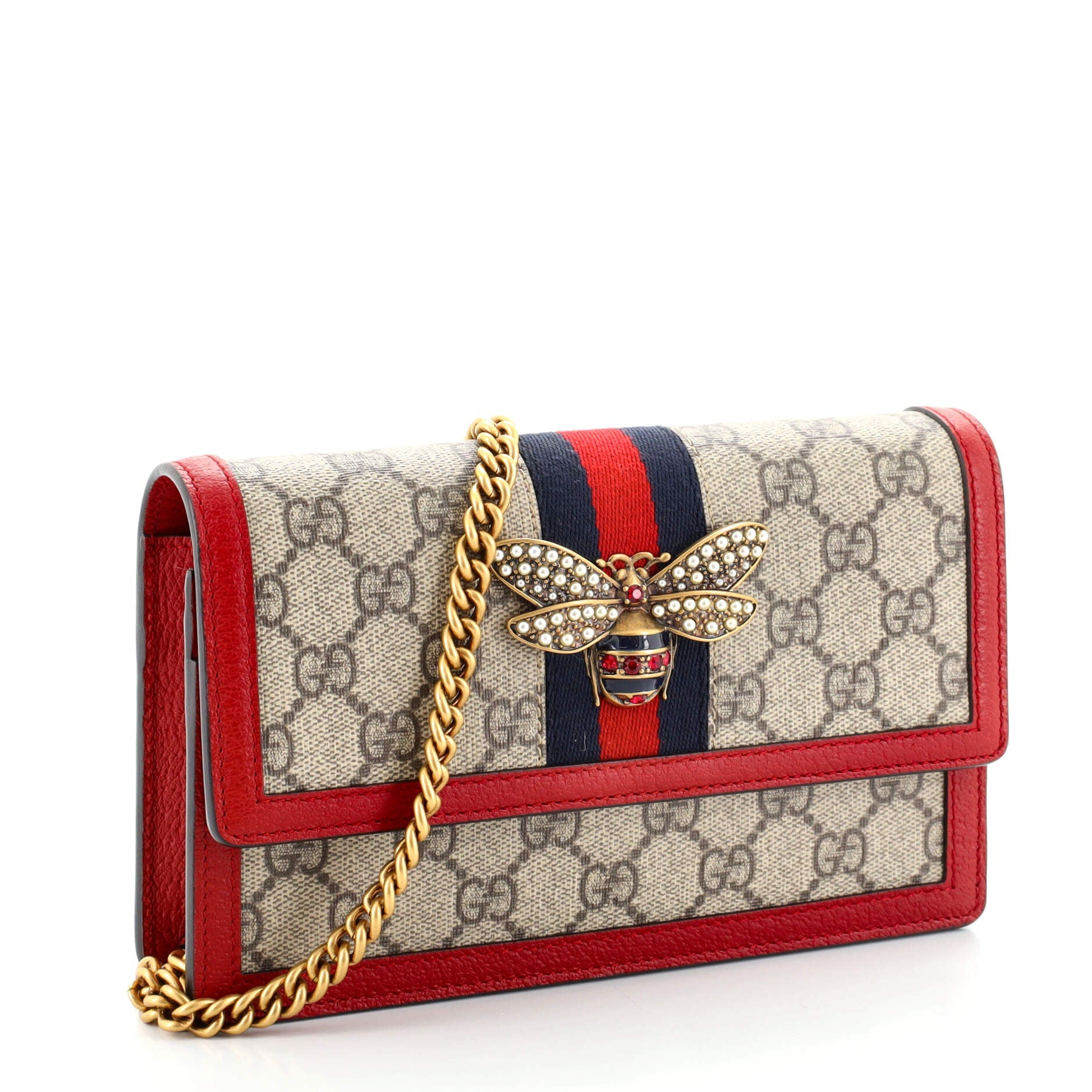 Queen Margaret Chain Wallet GG Coated Canvas Mini