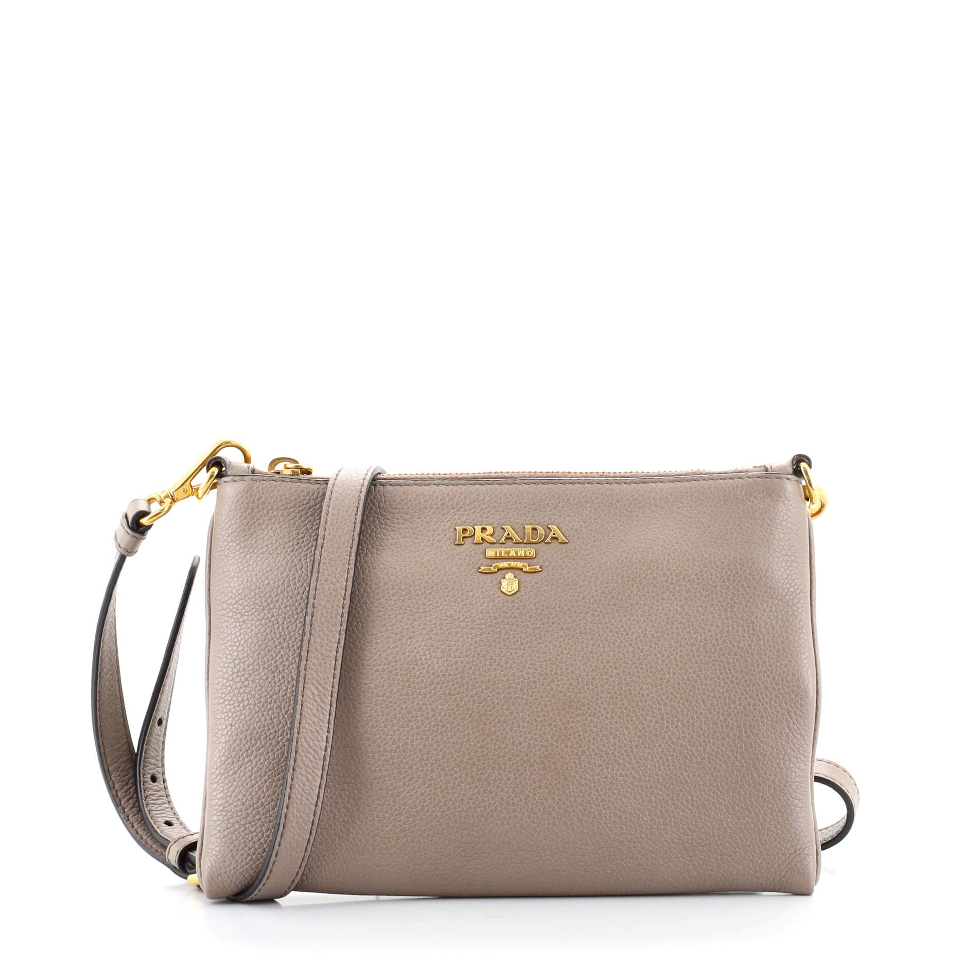 Flat Zip Crossbody Bag Vitello Daino Mini