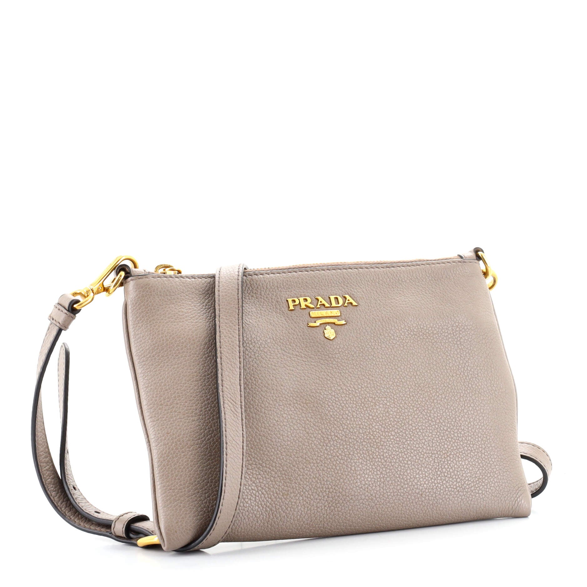 Flat Zip Crossbody Bag Vitello Daino Mini