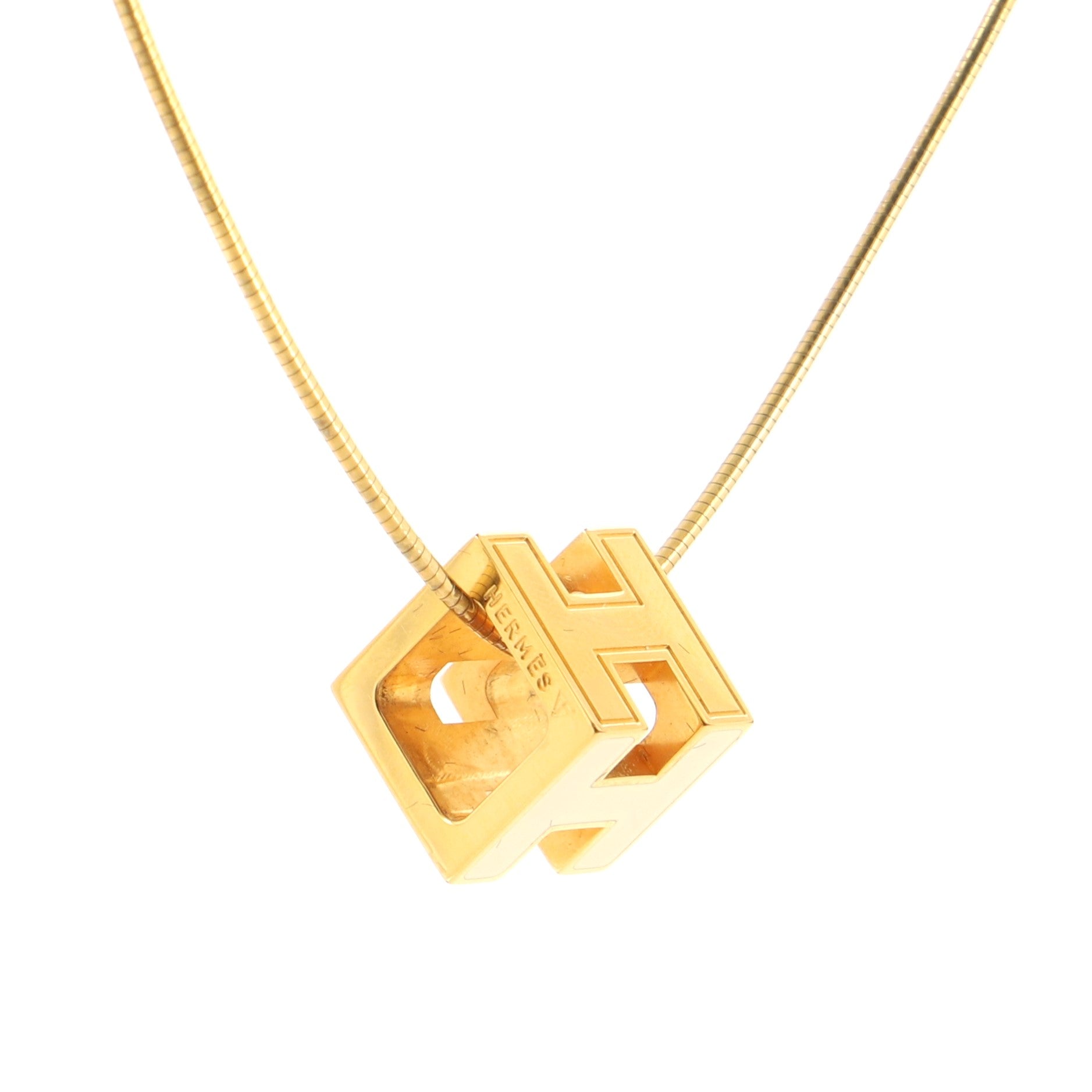 Cage d'H Pendant Necklace Metal with Enamel