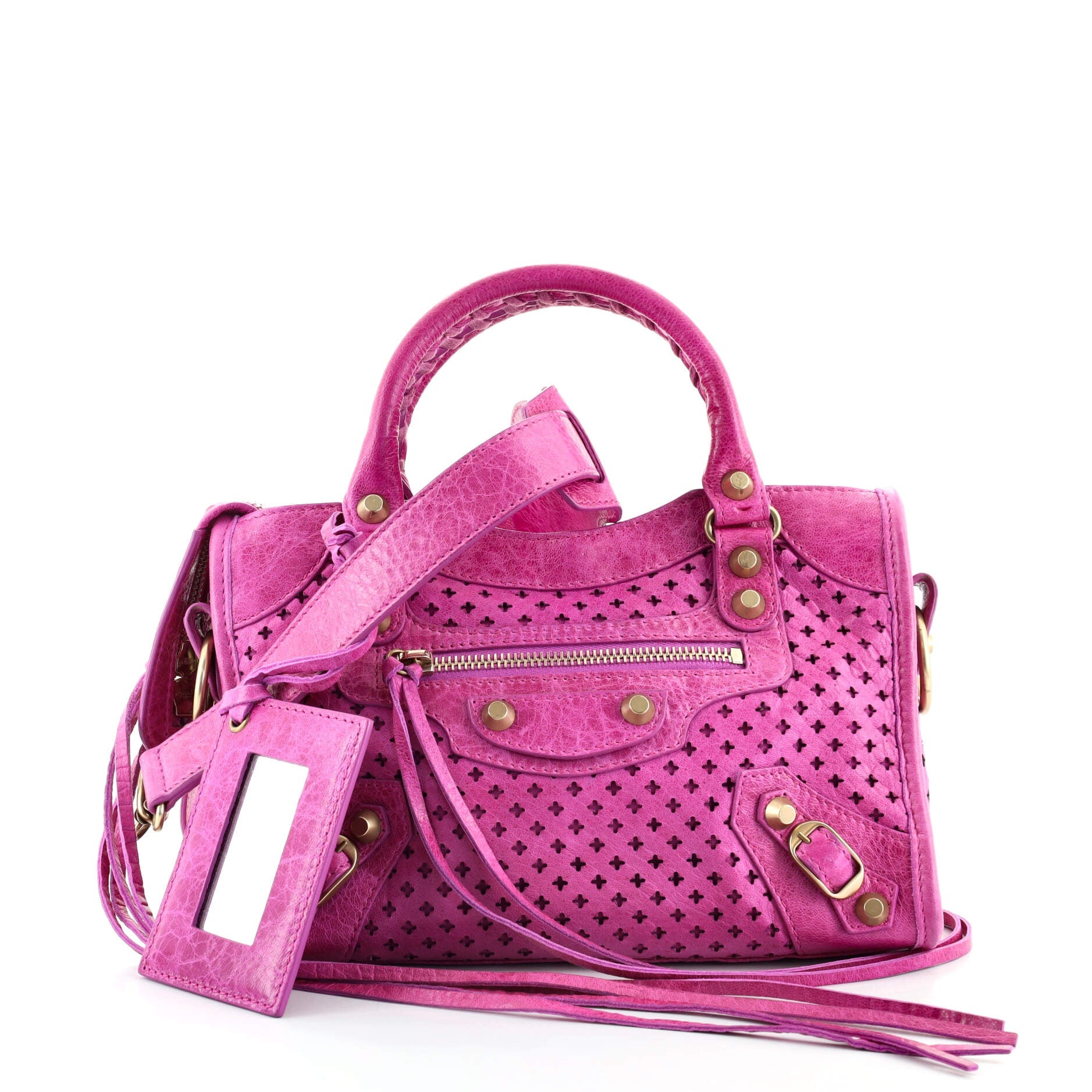 City Classic Studs Bag Perforated Leather Mini