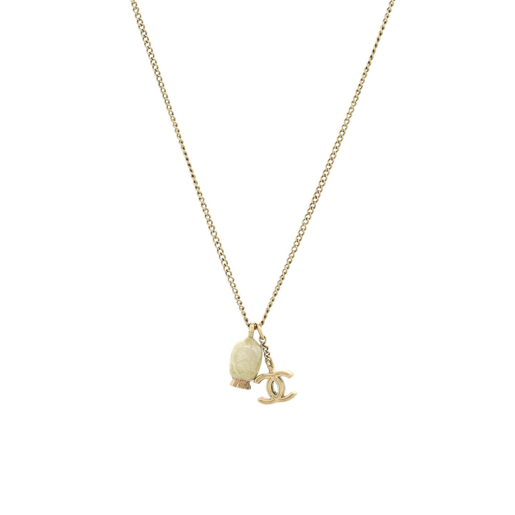 CC Doll Pendant Necklace Metal and Enamel