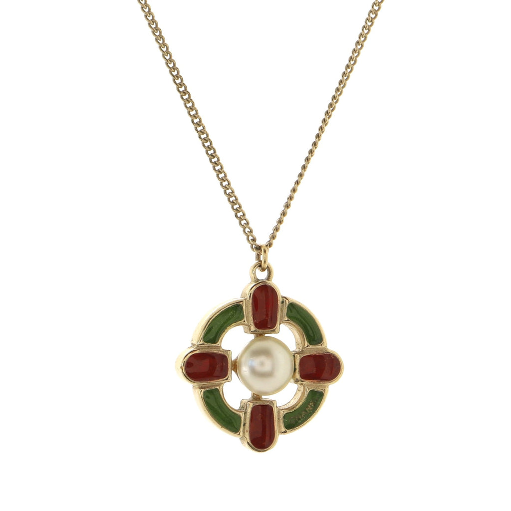 CC Doll Pendant Necklace Metal and Enamel