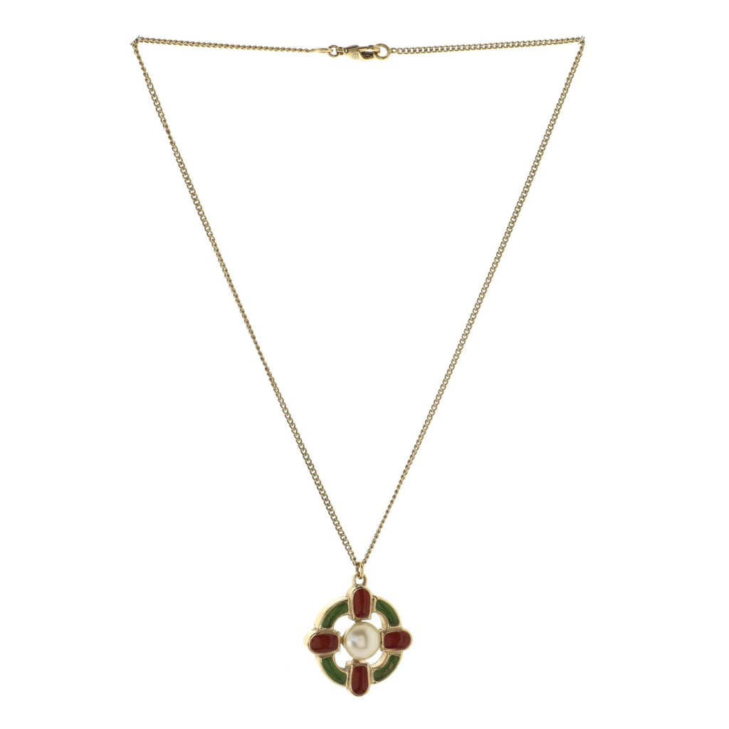 CC Doll Pendant Necklace Metal and Enamel