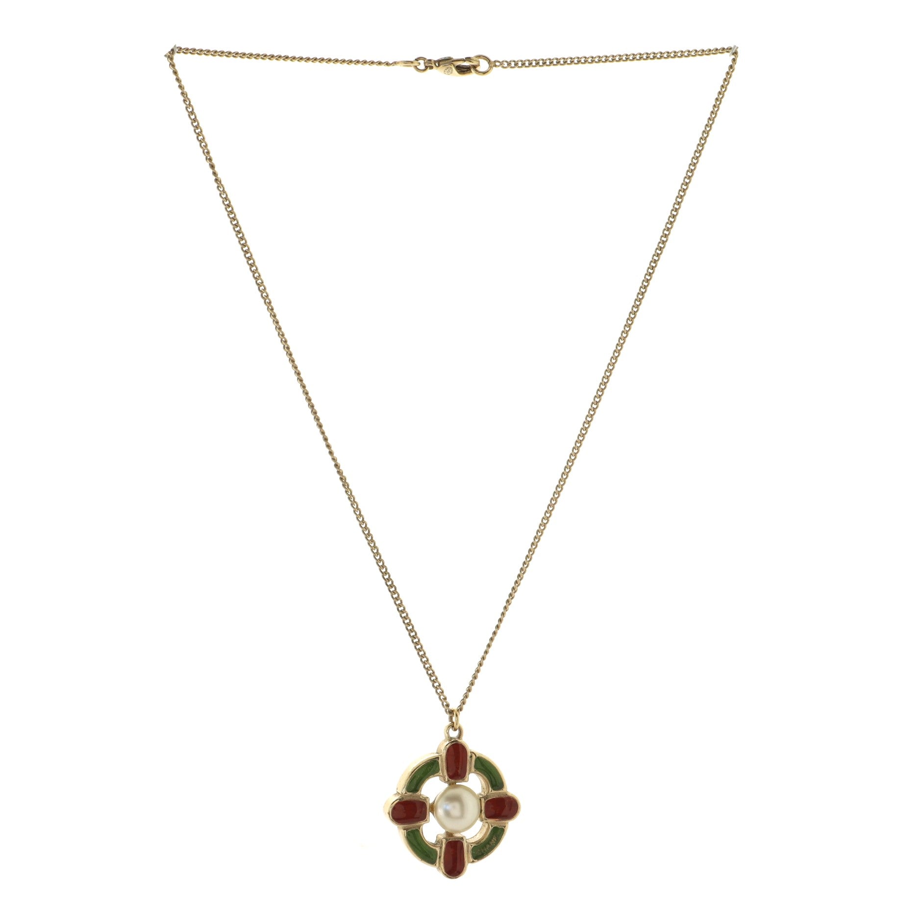 CC Doll Pendant Necklace Metal and Enamel