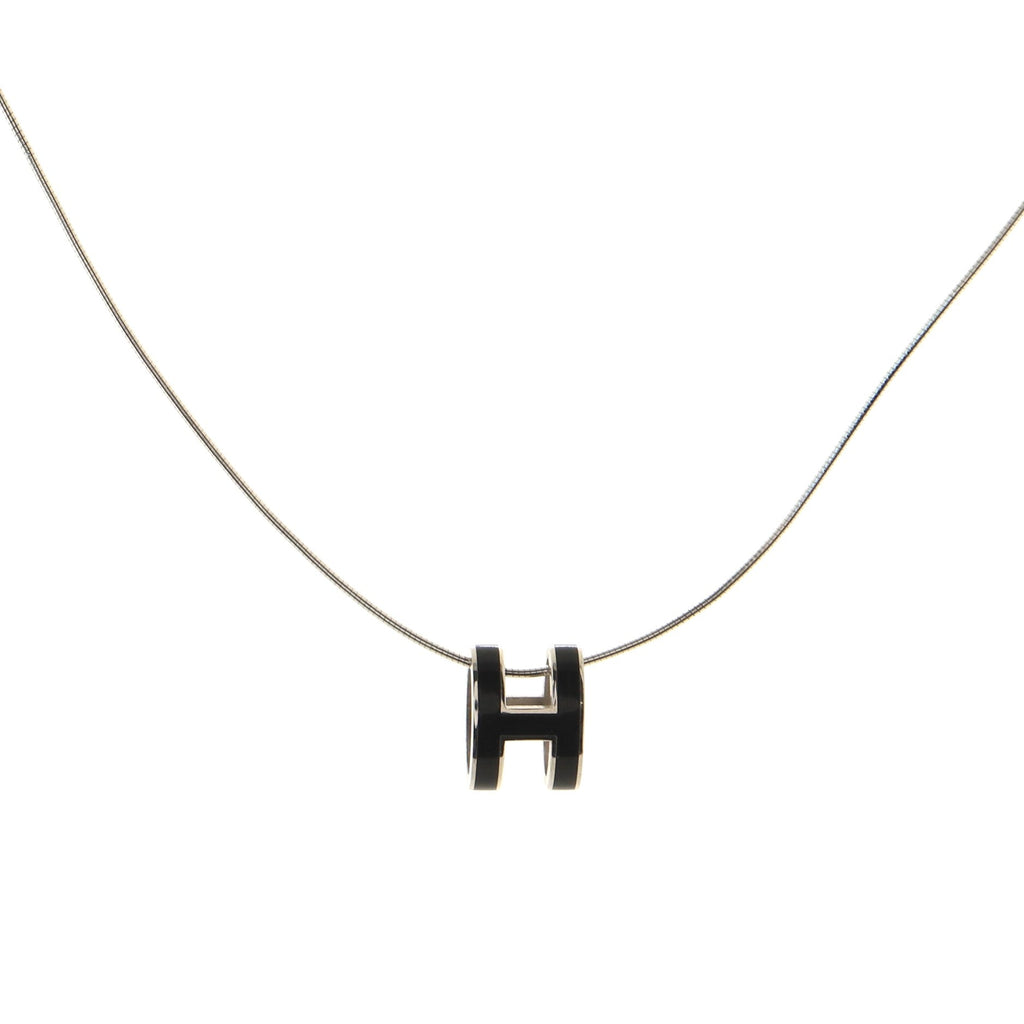 Pop H Pendant Cord Necklace Metal and Enamel