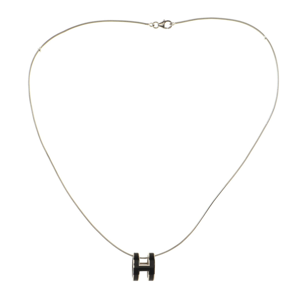 Pop H Pendant Cord Necklace Metal and Enamel