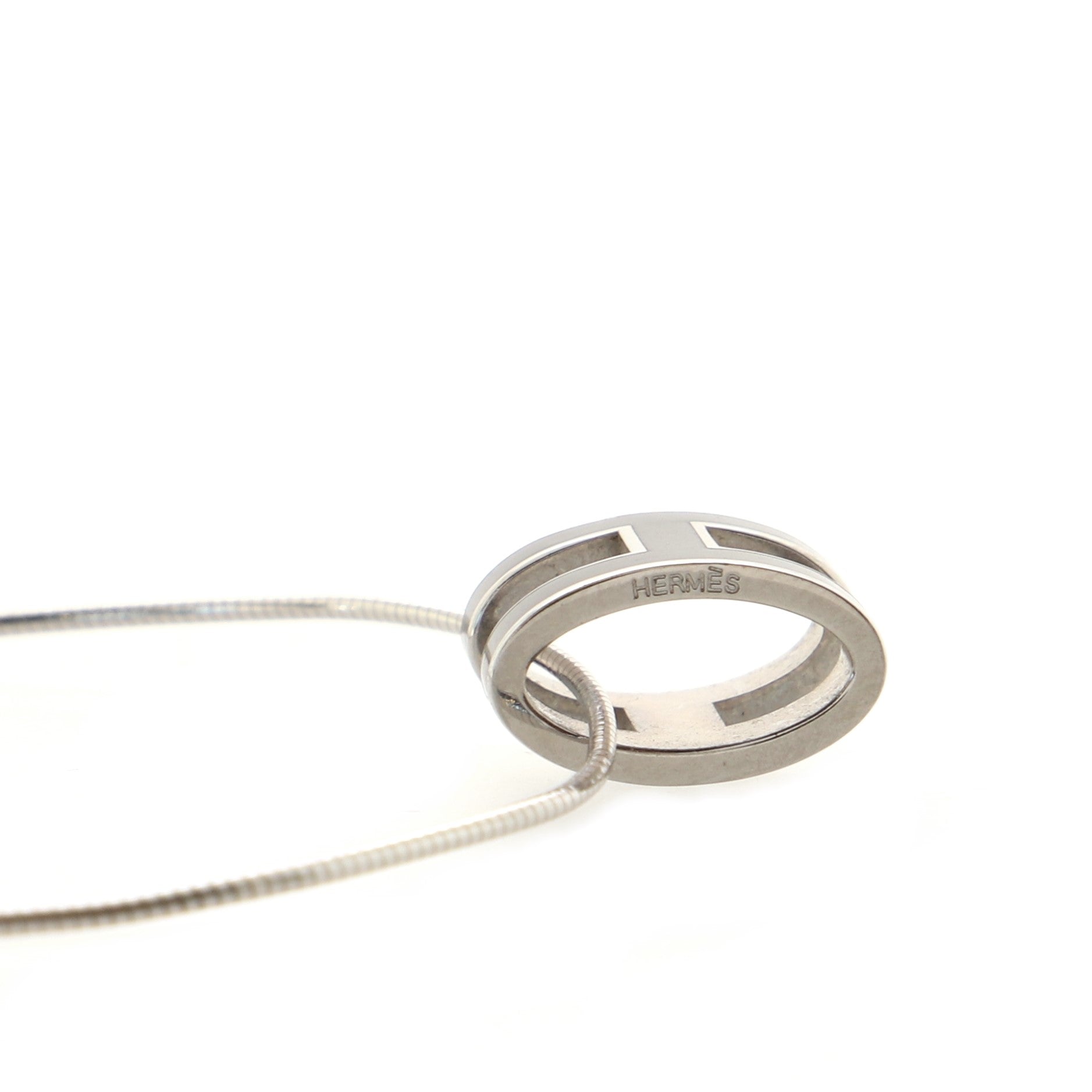 Pop H Pendant Cord Necklace Metal and Enamel