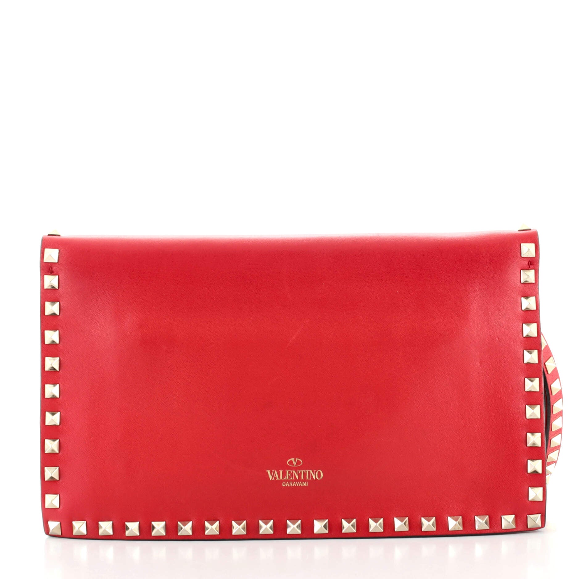 Rockstud Flap Clutch Leather