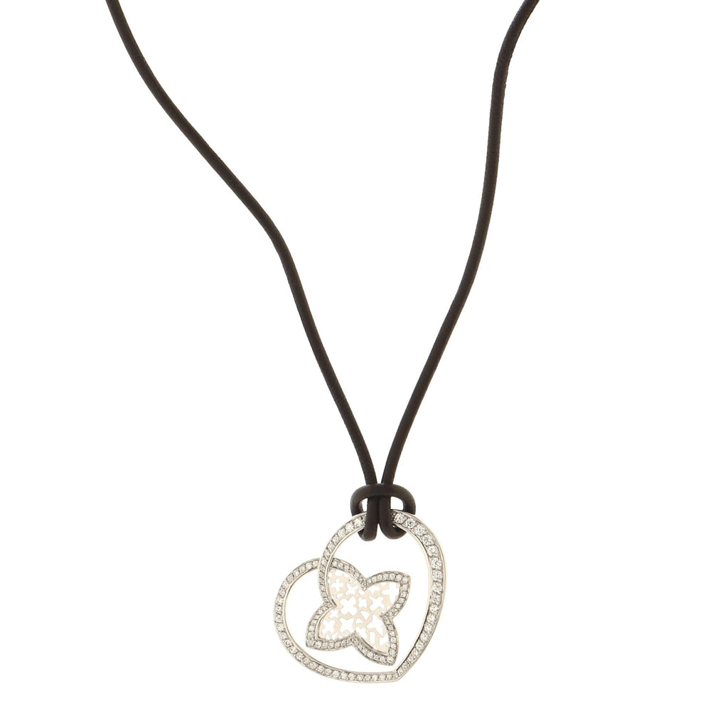 Coeur Pendant Necklace 18K White Gold with Diamonds