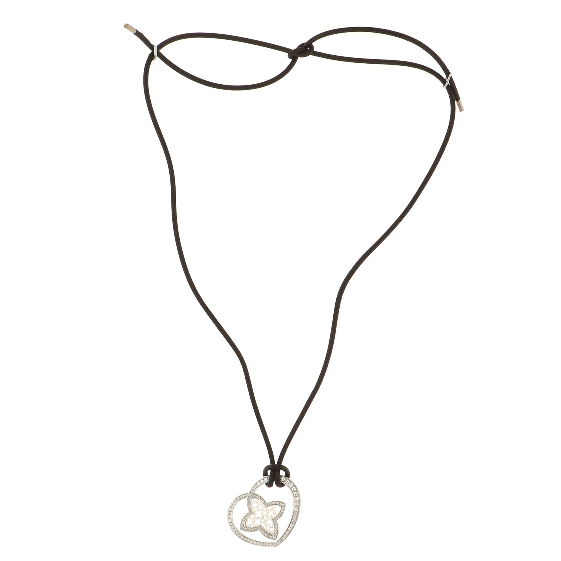 Coeur Pendant Necklace 18K White Gold with Diamonds