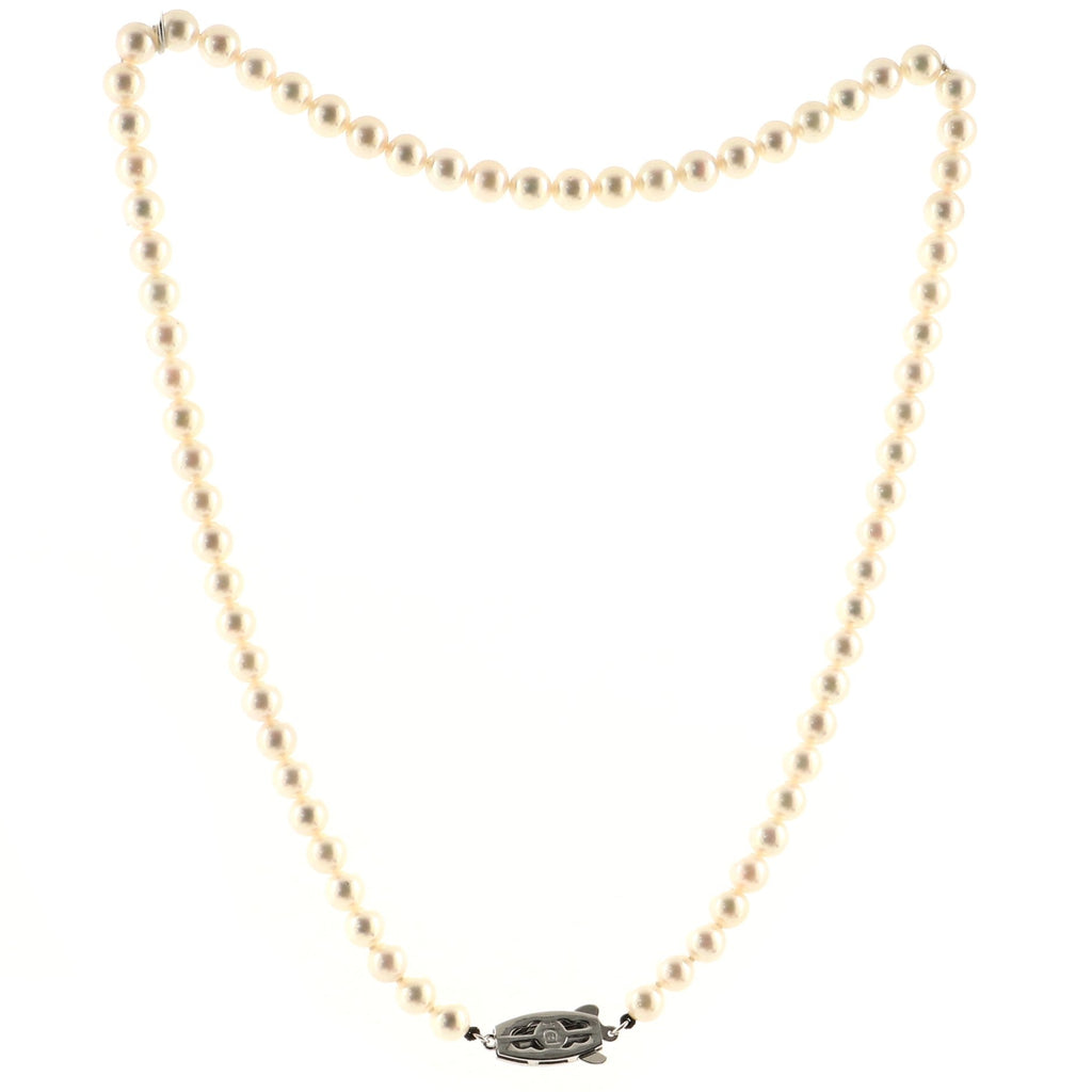 Single Strand Necklace Round Cultured Pearls with Sterling Silver