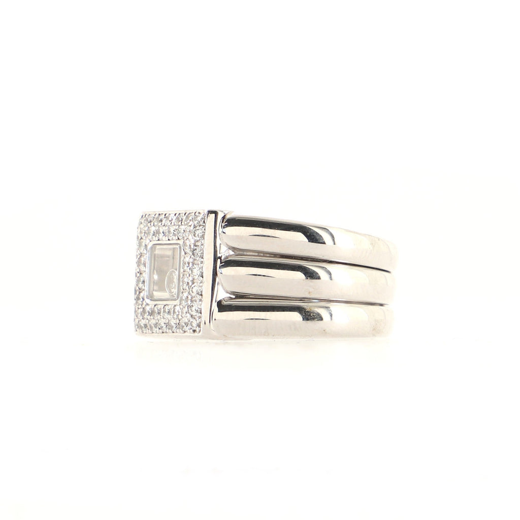 Happy Diamonds Square Ring 18K White Gold with Floating Diamonds