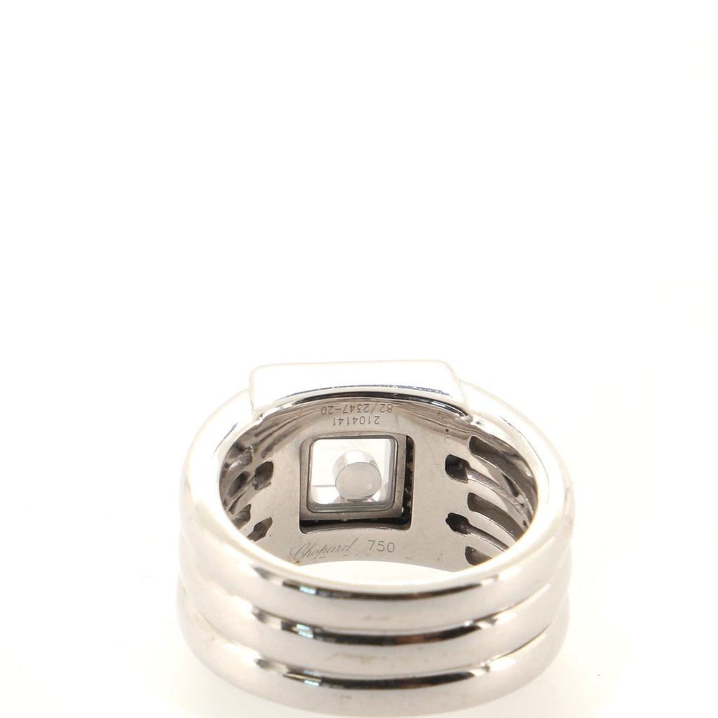 Happy Diamonds Square Ring 18K White Gold with Floating Diamonds