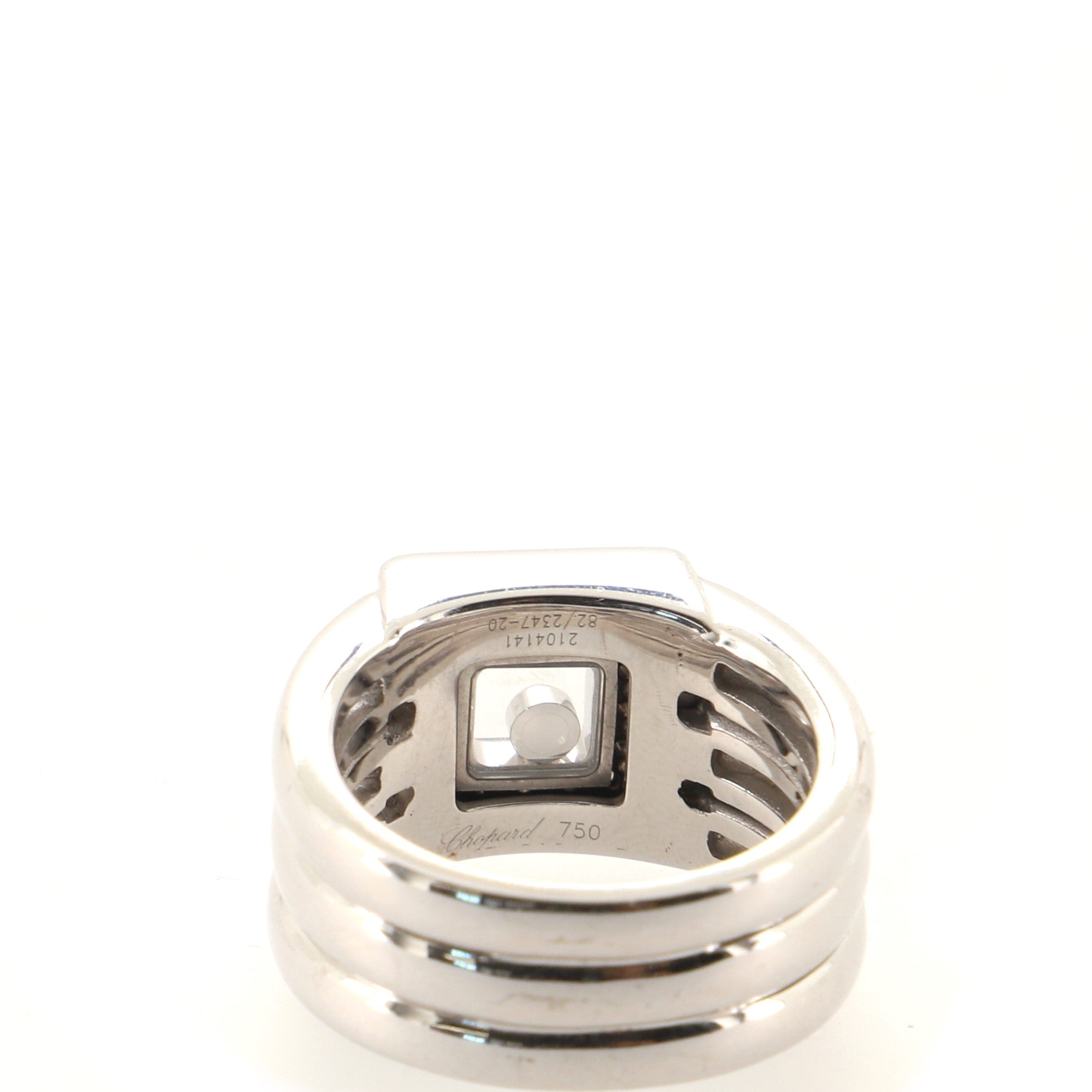 Happy Diamonds Square Ring 18K White Gold with Floating Diamonds