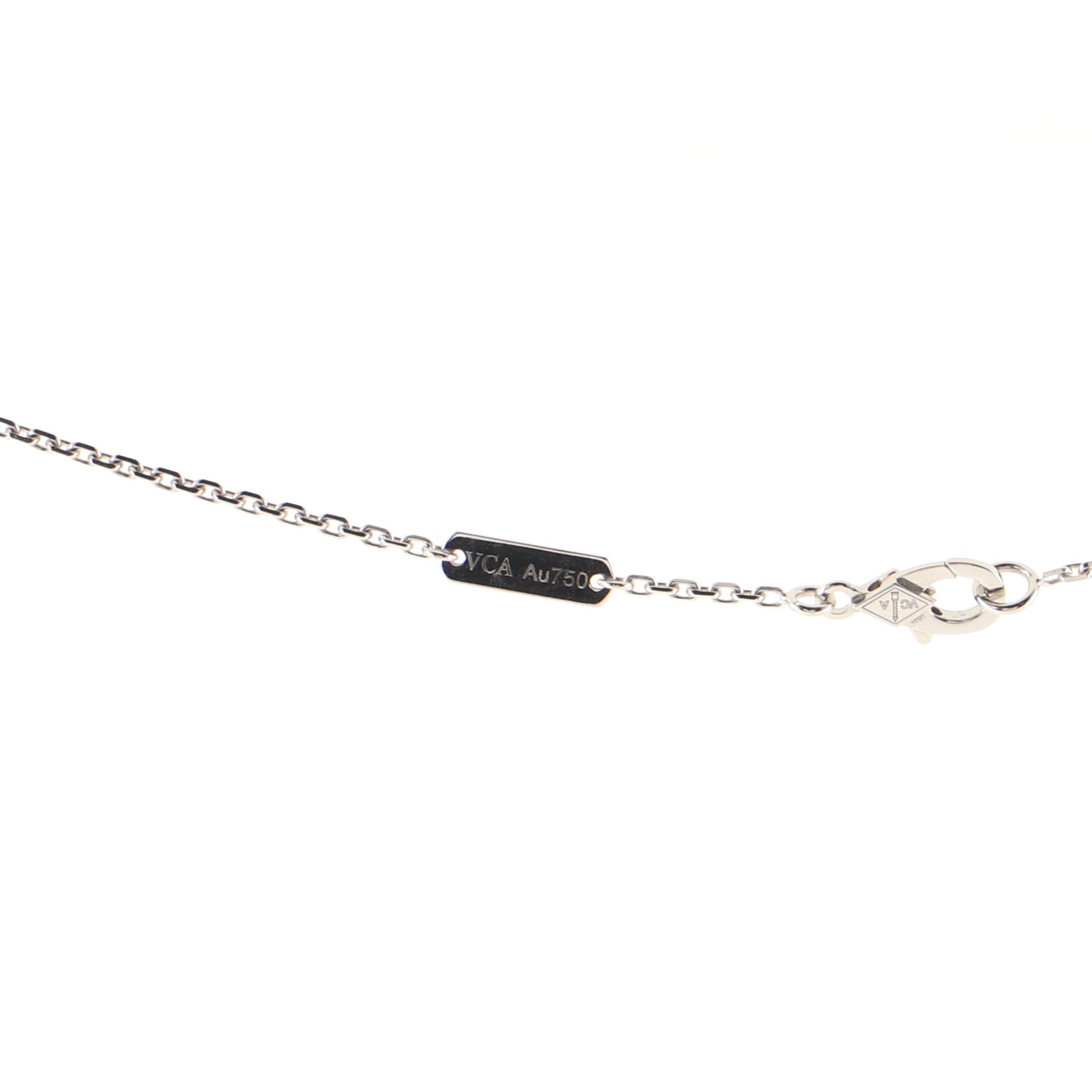Vintage Alhambra Pendant Necklace 18K White Gold and Chalcedony