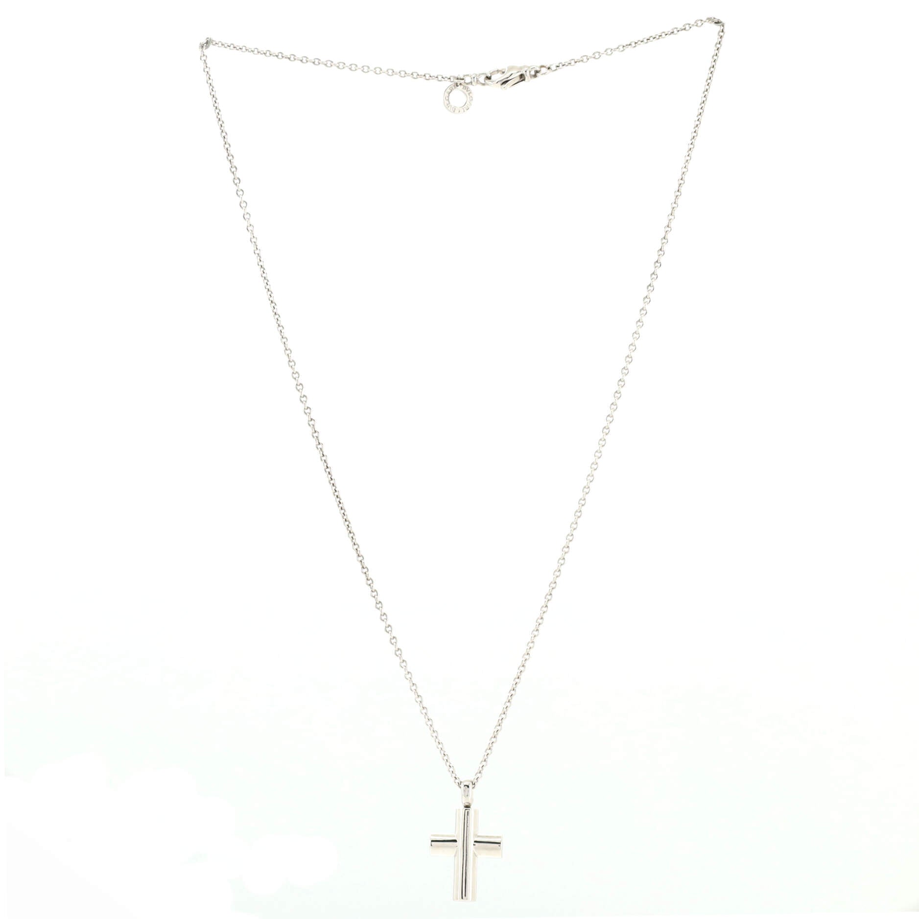Latin Cross Necklace 18K White Gold