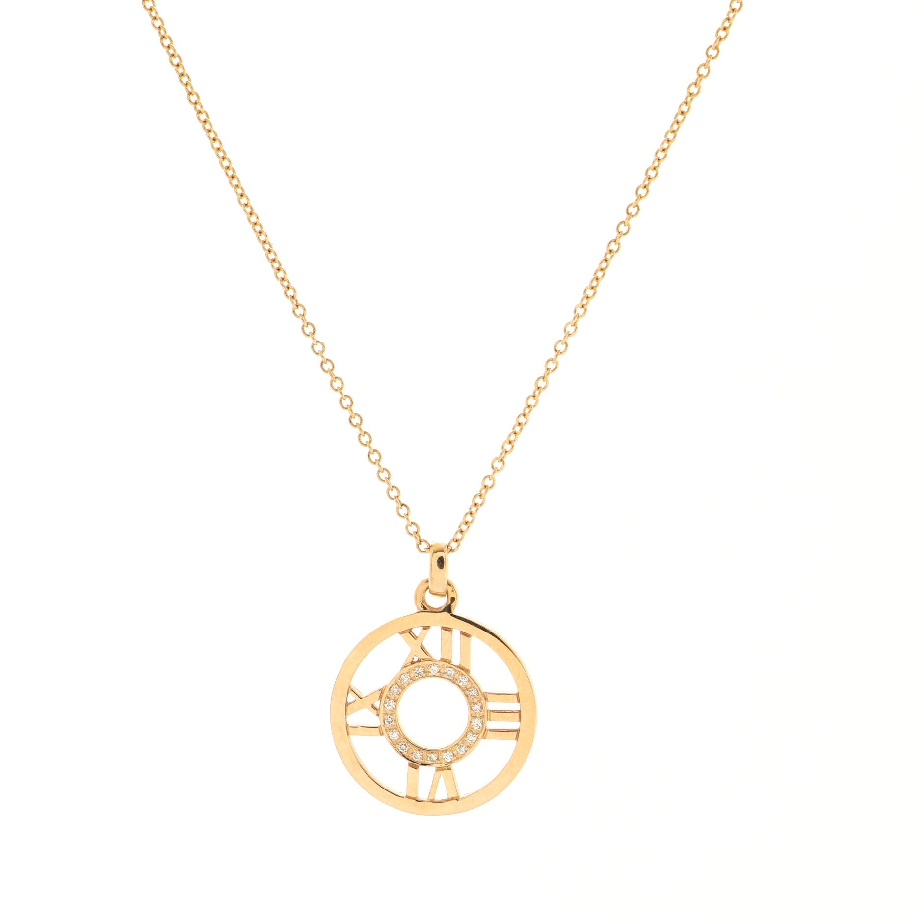 Atlas Open Medallion Pendant Necklace 18K Rose Gold with Diamonds