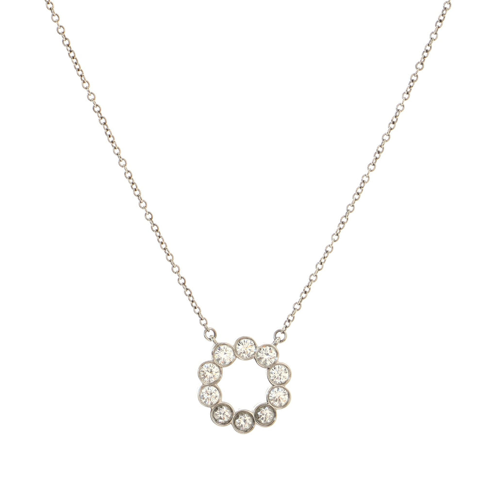 Jazz Circle Pendant Necklace Platinum and Diamonds
