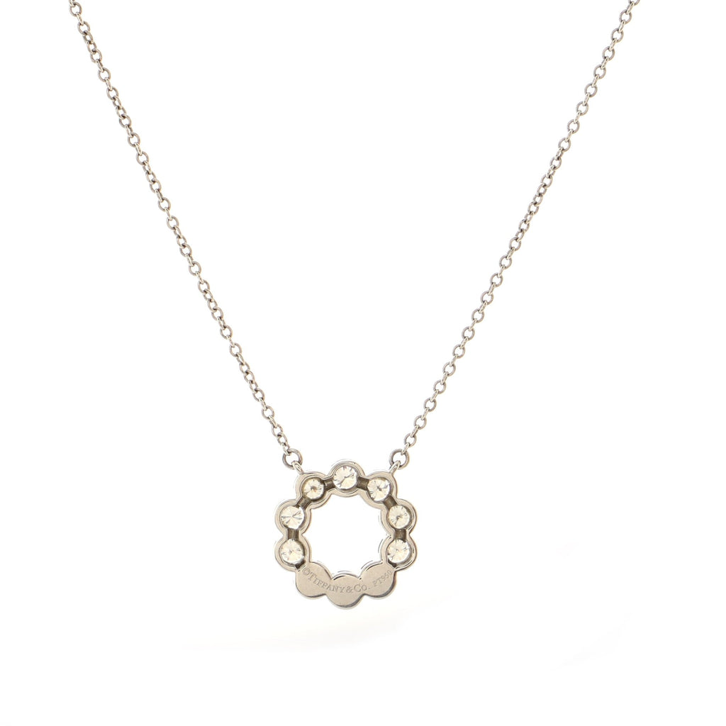 Jazz Circle Pendant Necklace Platinum and Diamonds