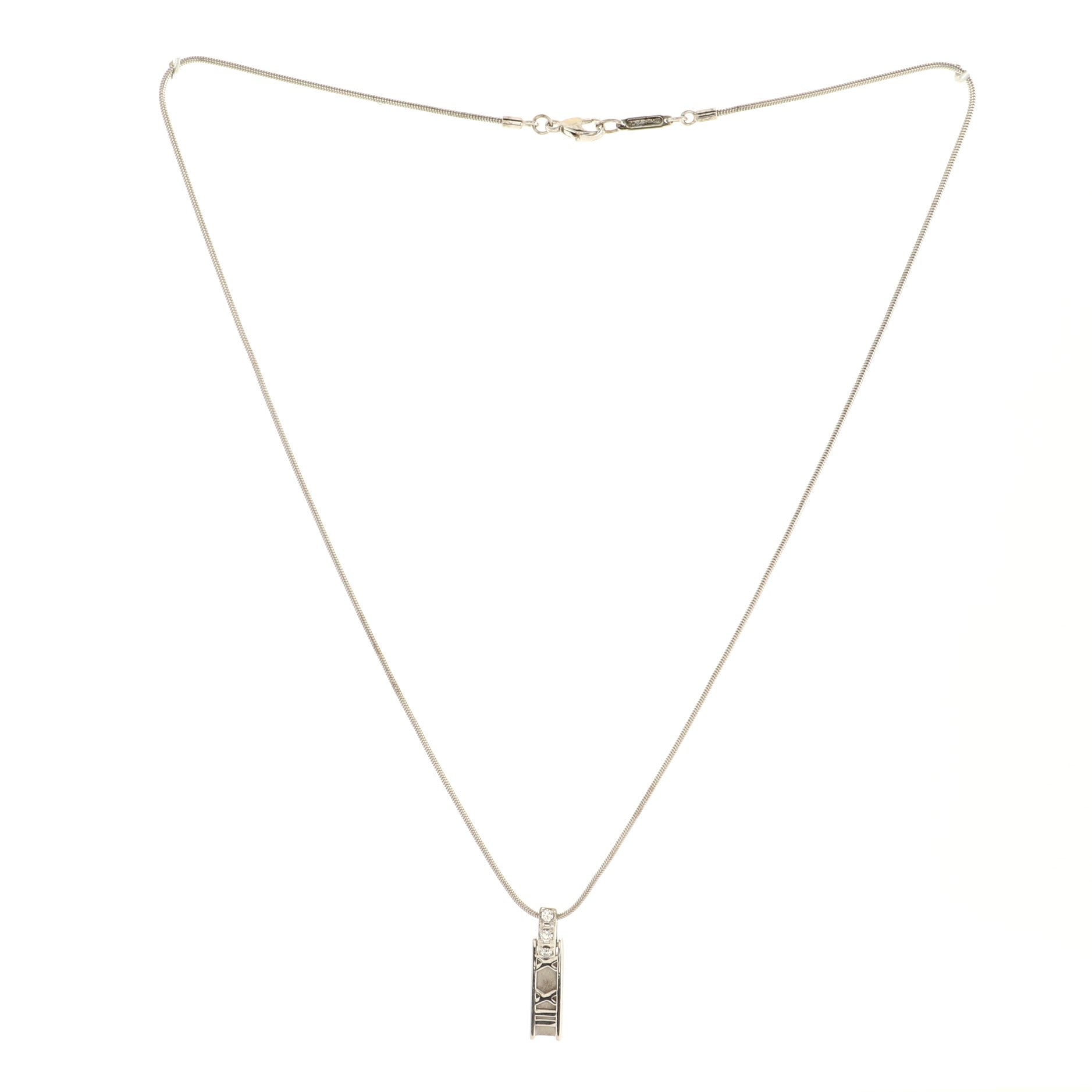 Atlas Bar Pendant Necklace 18K White Gold with Diamonds