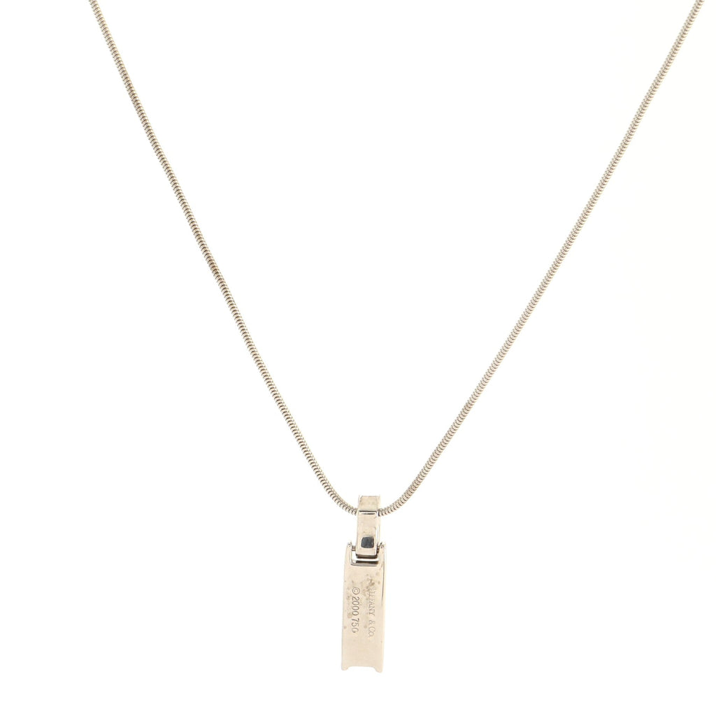 Atlas Bar Pendant Necklace 18K White Gold with Diamonds