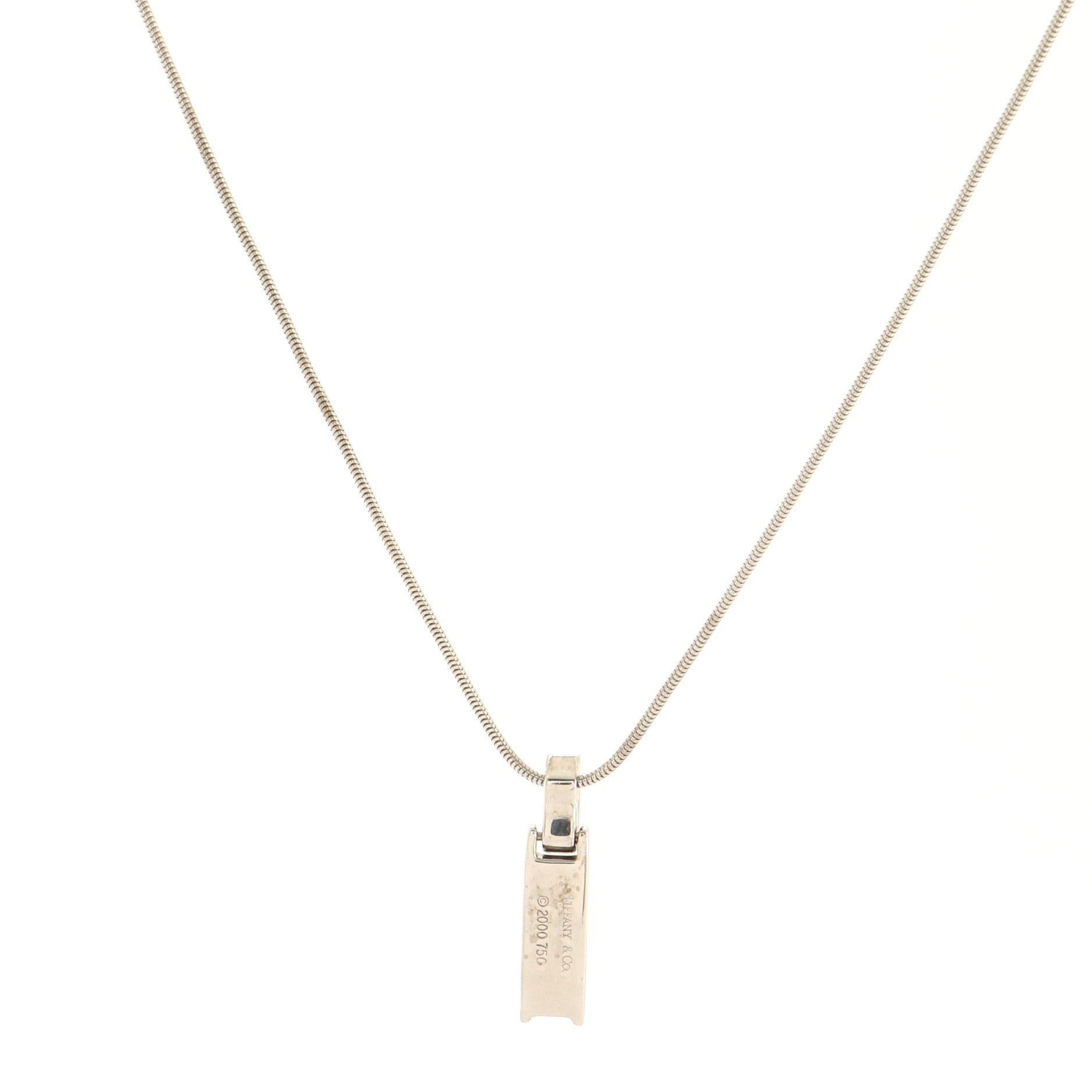 Atlas Bar Pendant Necklace 18K White Gold with Diamonds