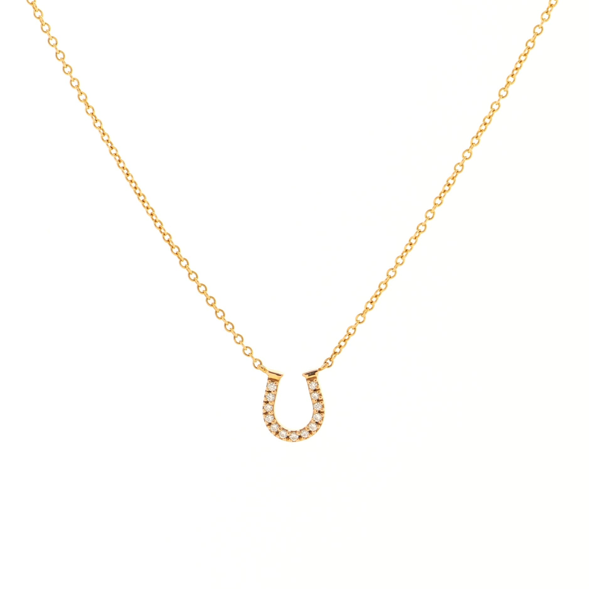Metro Horseshoe Pendant Necklace 18K Rose Gold with Diamonds