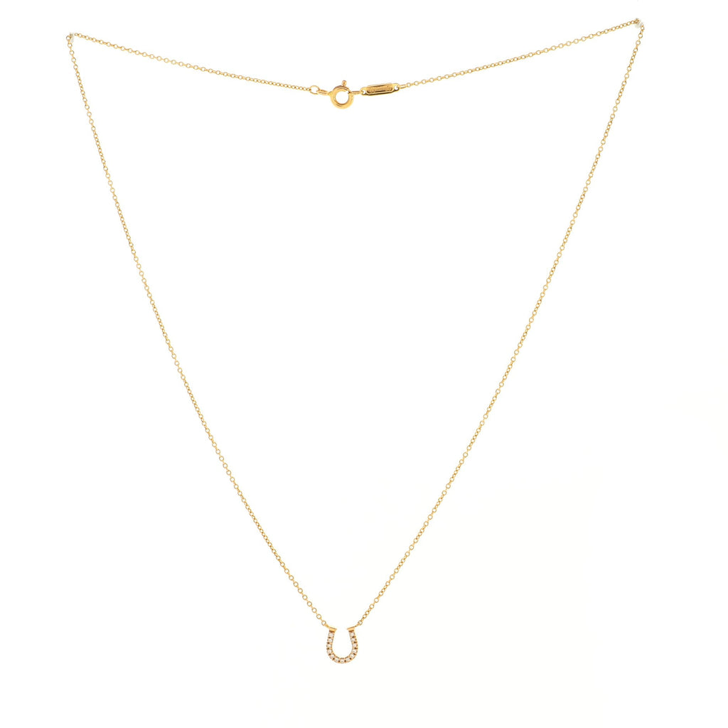 Metro Horseshoe Pendant Necklace 18K Rose Gold with Diamonds