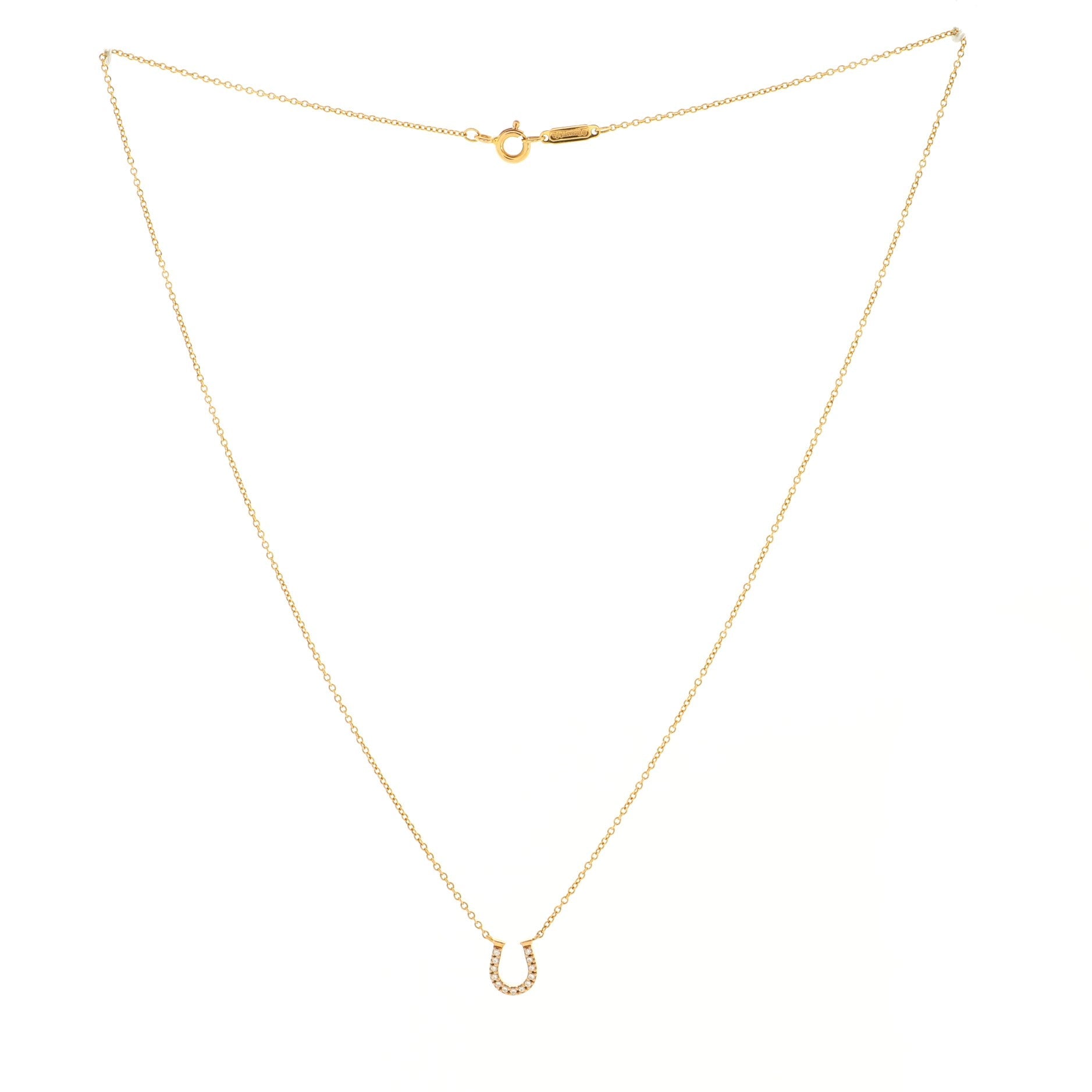 Metro Horseshoe Pendant Necklace 18K Rose Gold with Diamonds